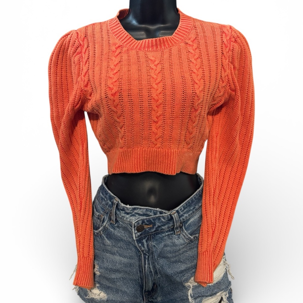 Urban Outfitters Vibrant Orange Cropped Sweater